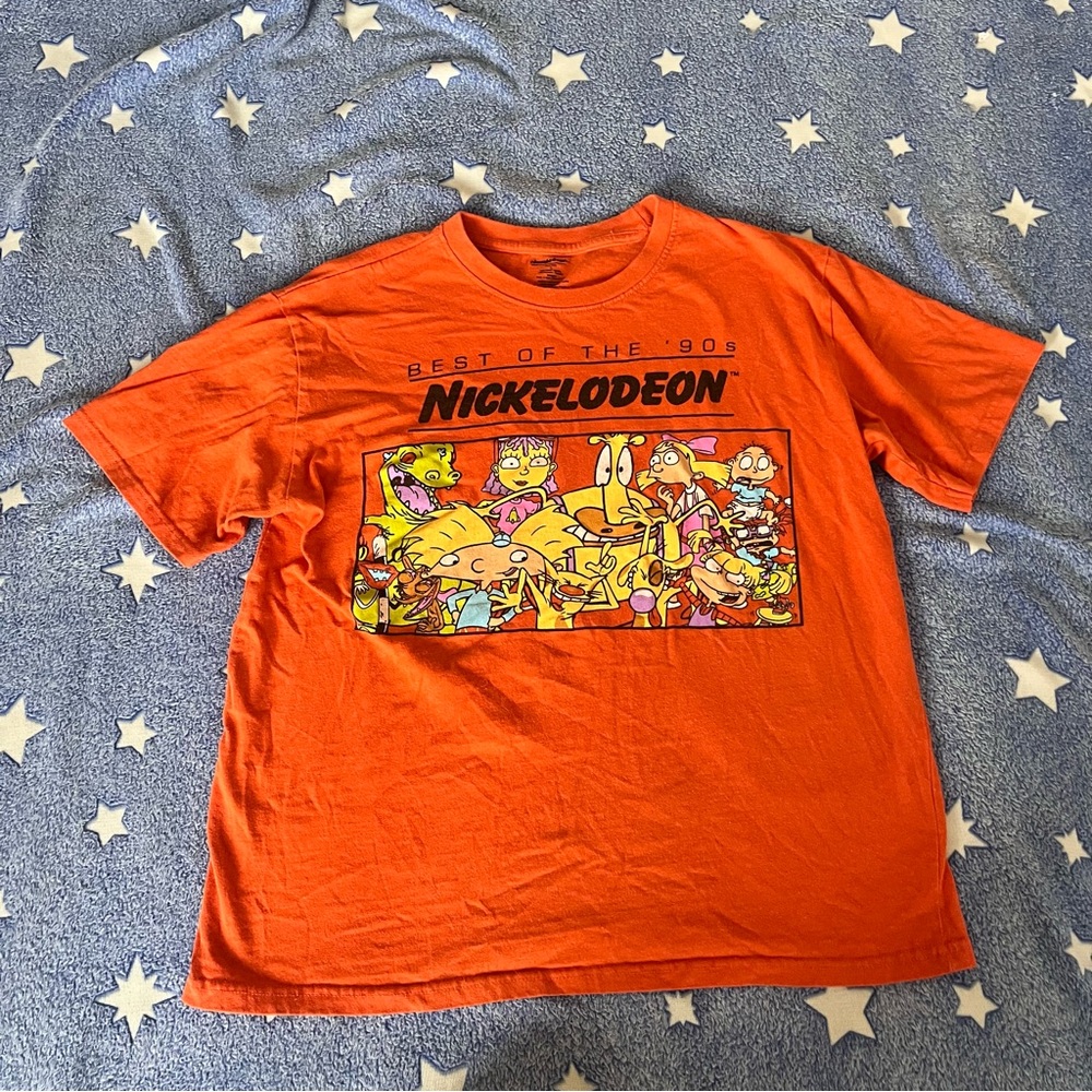 90's nickelodeon vibrant orange graphic tee